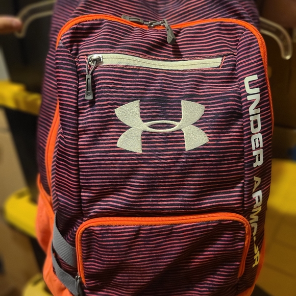 Under Armour Men's Striped Backpack - Purple and Orange